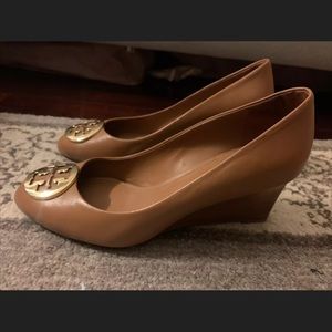 Tory Burch Wedge Heels Pumps Brown Leather